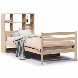 vidaXL Bookcase Bed without Mattress Bed Frame 140x190 cm Solid Wood Pine - natural, 100 x 200 cm