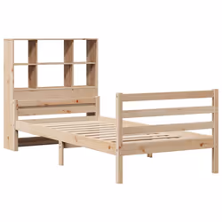vidaXL Bookcase Bed without Mattress Bed Frame 140x190 cm Solid Wood Pine - natural, 100 x 200 cm