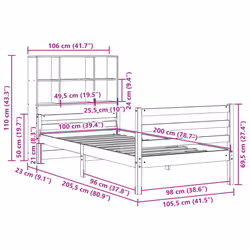 vidaXL Bookcase Bed without Mattress Bed Frame 140x190 cm Solid Wood Pine - natural, 100 x 200 cm