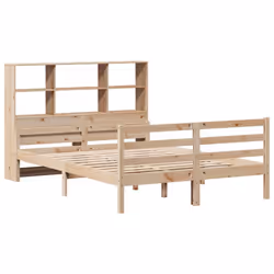 vidaXL Bookcase Bed without Mattress Bed Frame 140x190 cm Solid Wood Pine - natural, 150 x 200 cm
