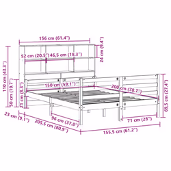 vidaXL Bookcase Bed without Mattress Bed Frame 140x190 cm Solid Wood Pine - natural, 150 x 200 cm