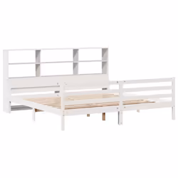 vidaXL Bookcase Bed without Mattress Bed White Super King Solid Wood Pine