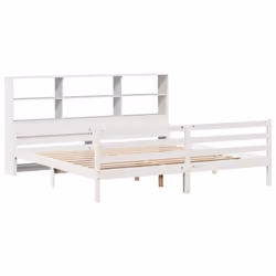 vidaXL Bookcase Bed without Mattress Bed Frame 140x190 cm Solid Wood Pine - white, 200 x 200 cm