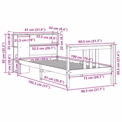 vidaXL Bookcase Bed without Mattress Home Bed Base 75x190cm Solid Wood Pine