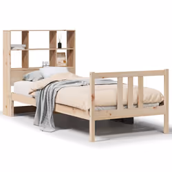 vidaXL Bookcase Bed without Mattress Solid Wood Pine - natural, 90 x 190 cm