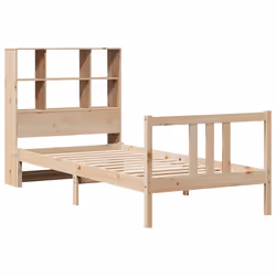 vidaXL Bookcase Bed without Mattress Solid Wood Pine - natural, 90 x 190 cm
