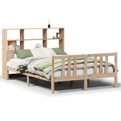 vidaXL Bookcase Bed without Mattress Solid Wood Pine - natural, 120 x 200 cm