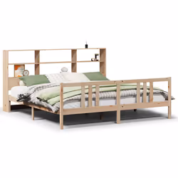 vidaXL Bookcase Bed without Mattress Solid Wood Pine - natural, 180 x 200 cm