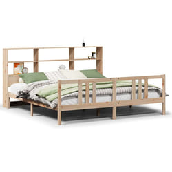 vidaXL Bookcase Bed without Mattress Solid Wood Pine - natural, 180 x 200 cm