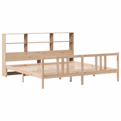 vidaXL Bookcase Bed without Mattress Solid Wood Pine - natural, 180 x 200 cm