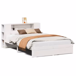 vidaXL Bookcase Bed without Mattress Home Bed Base Solid Wood Pine - white, 140 x 190 cm