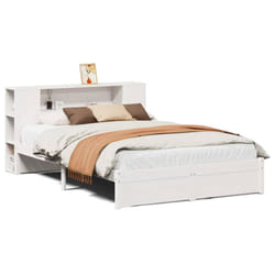 vidaXL Bookcase Bed without Mattress Home Bed Base Solid Wood Pine - white, 140 x 190 cm
