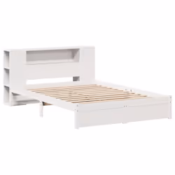 vidaXL Bookcase Bed without Mattress Home Bed Base Solid Wood Pine - white, 140 x 190 cm