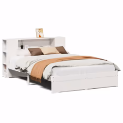 vidaXL Bookcase Bed without Mattress Home Bed Base Solid Wood Pine - white, 120 x 200 cm