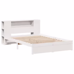 vidaXL Bookcase Bed without Mattress Home Bed Base Solid Wood Pine - white, 120 x 200 cm