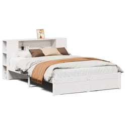 vidaXL Bookcase Bed without Mattress Home Bed Base Solid Wood Pine - white, 140 x 200 cm