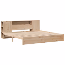 vidaXL Bookcase Bed without Mattress Bed White Small Double Solid Wood Pine - natural