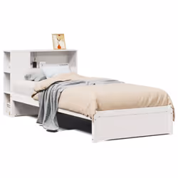 vidaXL Bookcase Bed without Mattress Home Bed Base Solid Wood Pine - white, 75 x 190 cm