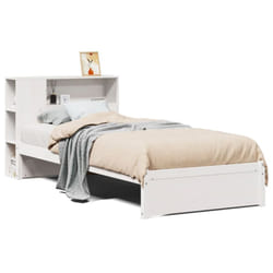 vidaXL Bookcase Bed without Mattress Home Bed Base Solid Wood Pine - white, 75 x 190 cm