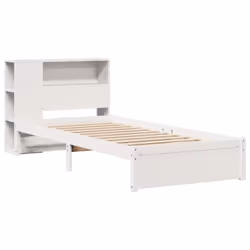 vidaXL Bookcase Bed without Mattress Home Bed Base Solid Wood Pine - white, 75 x 190 cm
