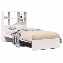 vidaXL Bookcase Bed without Mattress Home Bed Frame Bed Base Solid Wood Pine - white, 90 x 190 cm