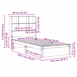 vidaXL Bookcase Bed without Mattress Home Bed Frame Bed Base Solid Wood Pine - white, 90 x 190 cm