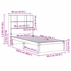 vidaXL Bookcase Bed without Mattress Home Bed Frame Bed Base Solid Wood Pine - natural, 90 x 200 cm