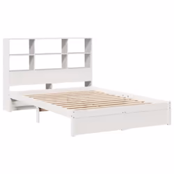 vidaXL Bookcase Bed without Mattress Home Bed Frame Bed Base Solid Wood Pine - white, 120 x 200 cm