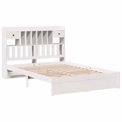 vidaXL Bookcase Bed without Mattress Bed Base Solid Wood Pine - white, 140 x 190 cm