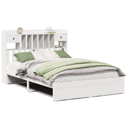 vidaXL Bookcase Bed without Mattress Bed Base Solid Wood Pine - white, 140 x 200 cm