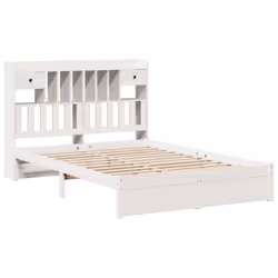 vidaXL Bookcase Bed without Mattress Bed Base Solid Wood Pine - white, 140 x 200 cm
