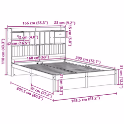 vidaXL Bookcase Bed without Mattress Bed Base Solid Wood Pine - white, 160 x 200 cm - Additional view 10