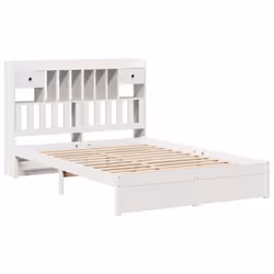 vidaXL Bookcase Bed without Mattress Bed Base Solid Wood Pine - white, 160 x 200 cm - Additional view 2