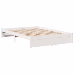 vidaXL Bookcase Bed without Mattress Bed Base Solid Wood Pine - white, 160 x 200 cm - Additional view 4