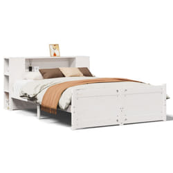 vidaXL Bookcase Bed without Mattress Bed Base White 140x200cm Solid Wood Pine - white, 140 x 200 cm