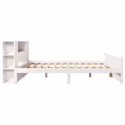 vidaXL Bookcase Bed without Mattress Bed Base White 140x200cm Solid Wood Pine - white, 140 x 200 cm - Additional view 4
