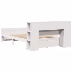 vidaXL Bookcase Bed without Mattress Bed Base White 140x200cm Solid Wood Pine - white, 140 x 200 cm - Additional view 5