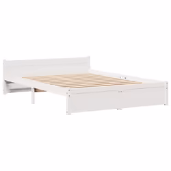 vidaXL Bookcase Bed without Mattress Bed Base White 140x200cm Solid Wood Pine - white, 140 x 200 cm - Additional view 7