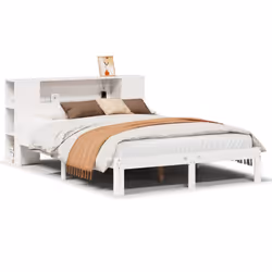 vidaXL Bookcase Bed without Mattress Bed Base White 140x190cm Solid Wood Pine
