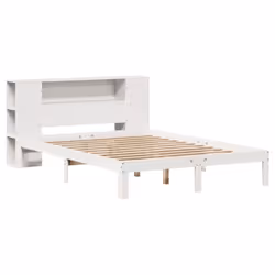 vidaXL Bookcase Bed without Mattress Bed Base White 140x200cm Solid Wood Pine