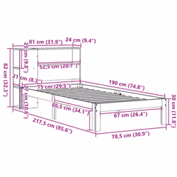 vidaXL Bookcase Bed without Mattress Bed White Small Single Solid Wood Pine - Additional view 10