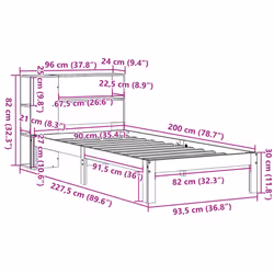 vidaXL Bookcase Bed without Mattress Home Bed Base 90x200cm Solid Wood Pine - Additional view 10