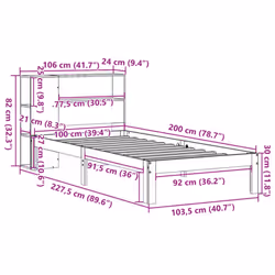 vidaXL Bookcase Bed without Mattress Bed Base White 100x200cm Solid Wood Pine