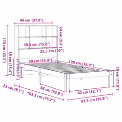 vidaXL Bookcase Bed without Mattress White 90x190 cm Single Solid Wood Pine