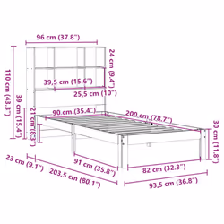 vidaXL Bookcase Bed without Mattress Home Bed Base 90x200cm Solid Wood Pine