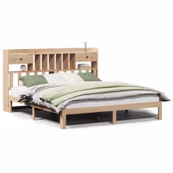 vidaXL Bookcase Bed without Mattress Home Bed Base 200x200cm Solid Wood Pine