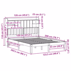 vidaXL Bookcase Bed without Mattress Bed Wax Brown 120x200cm Solid Wood Pine