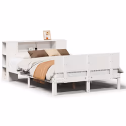 vidaXL Bookcase Bed without Mattress Bed Base White 140x200cm Solid Wood Pine