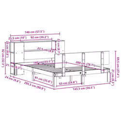 vidaXL Bookcase Bed without Mattress Bed Base White 140x200cm Solid Wood Pine - Additional view 10