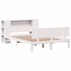 vidaXL Bookcase Bed without Mattress Bed Base White 140x200cm Solid Wood Pine